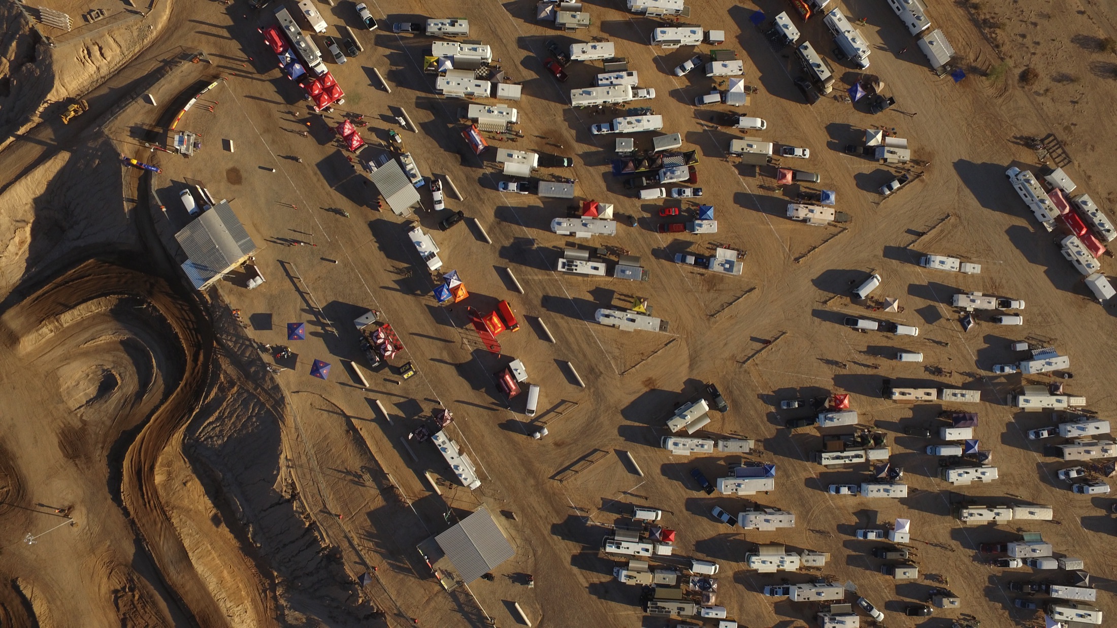 Aerial view of the parking and pit areas at Arizona Cycle Park